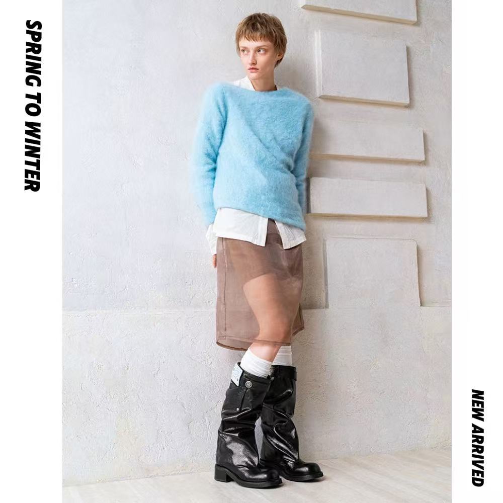 【SUGARSU】关晓彤同款苏履25秋冬高筒粗跟解构设计时装长筒堆堆靴