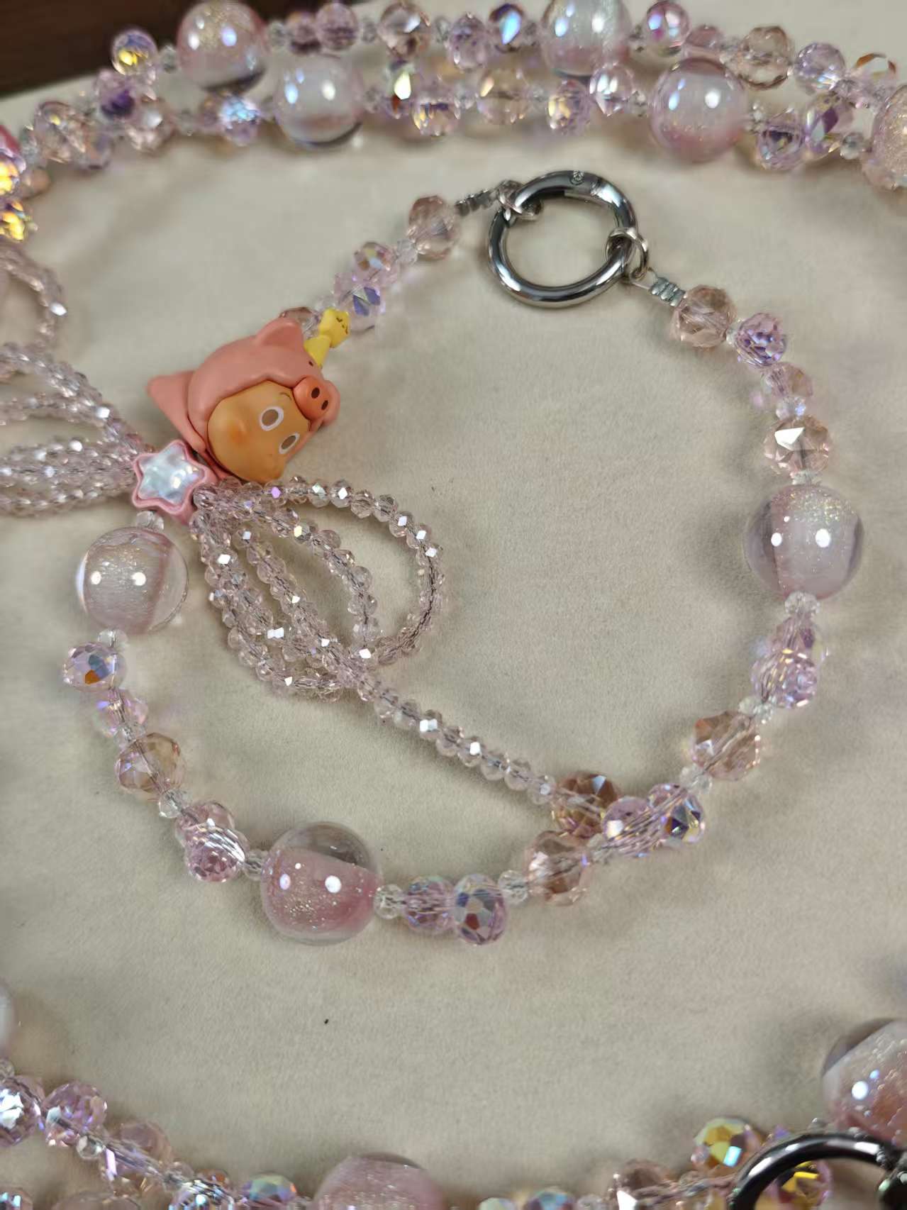 趴趴小猪短款手机链高级感手机链挂绳水晶手机挂绳手机绳