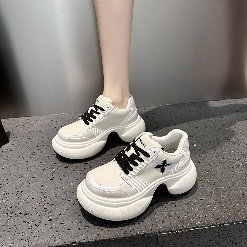 赵露思同款厚底鞋增高8cm涟漪松糕十字花老爹鞋女2025新款运动鞋