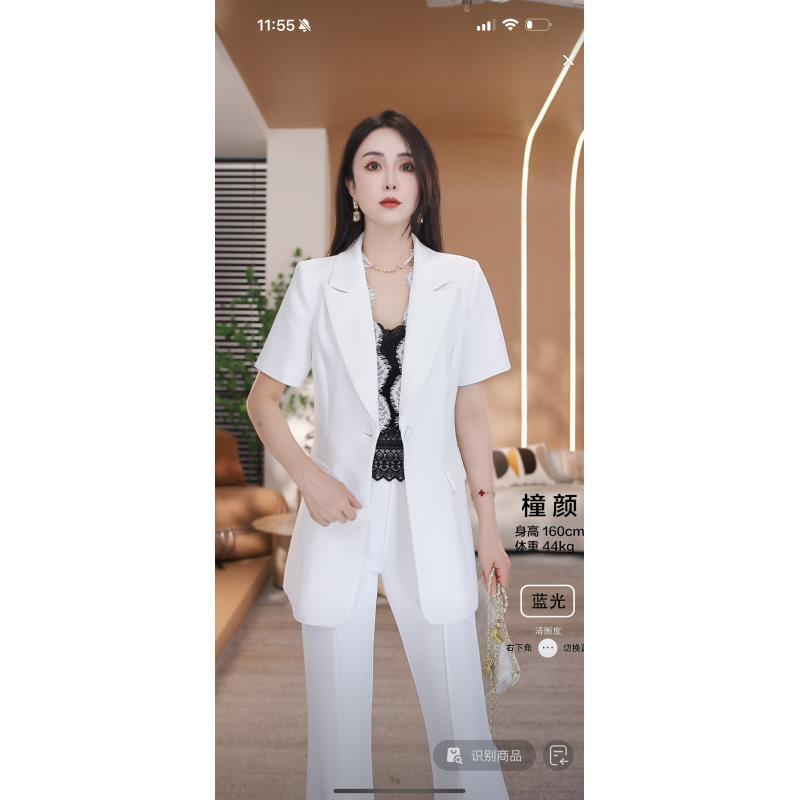 【蕾丝短袖西装】后拼接蕾丝短袖气质西装外套20