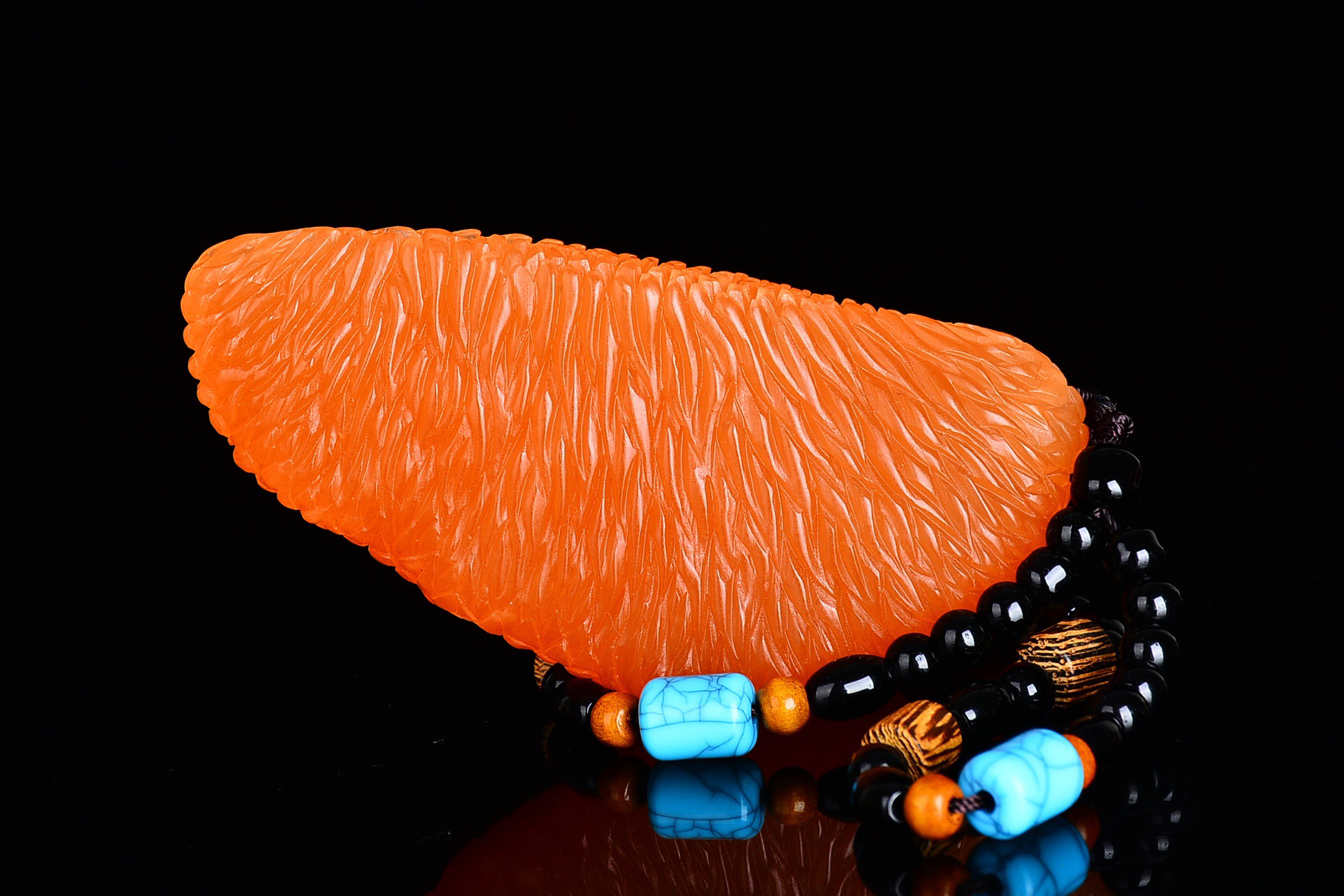 寿山石工艺品纯手工雕刻红心柚子片手把件把玩件