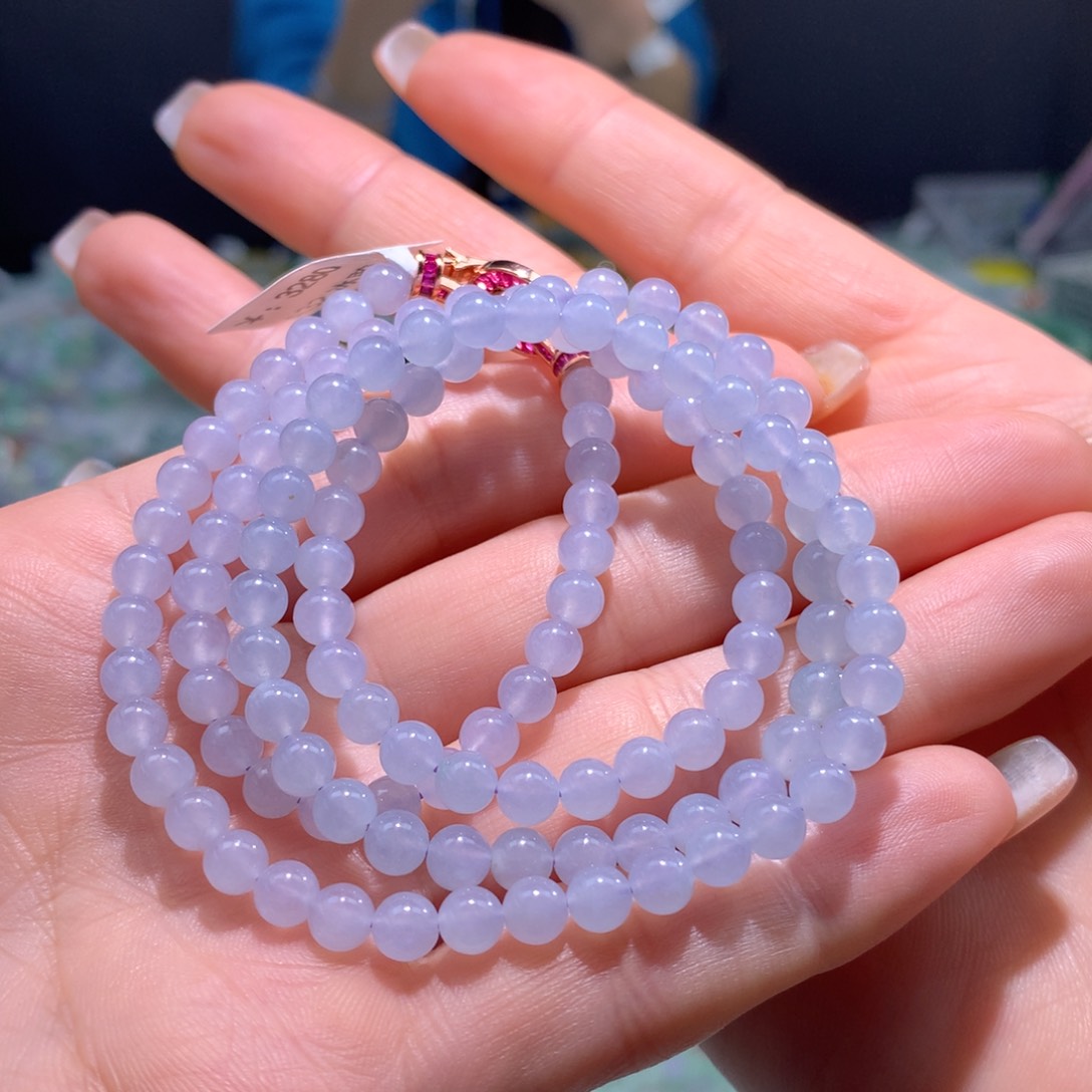 翡翠手链未镶嵌冰紫底项链卡5.1m m