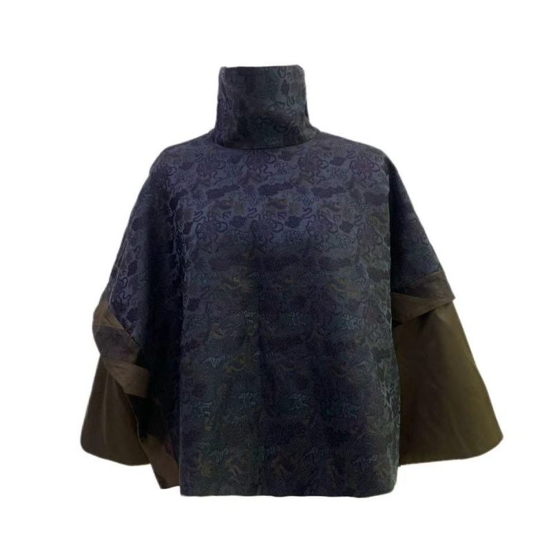 复古风拼接设计蝙蝠袖上衣25090901