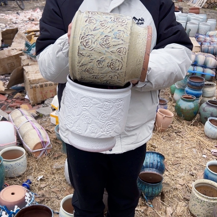 紫砂花盆高度21口20