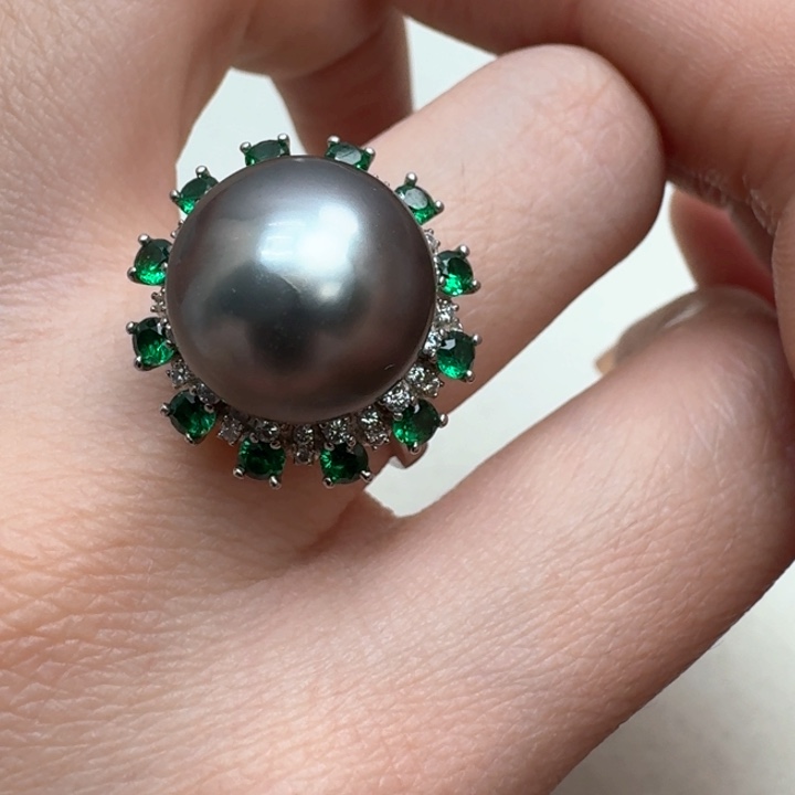 海水珍珠戒指银S925镶嵌