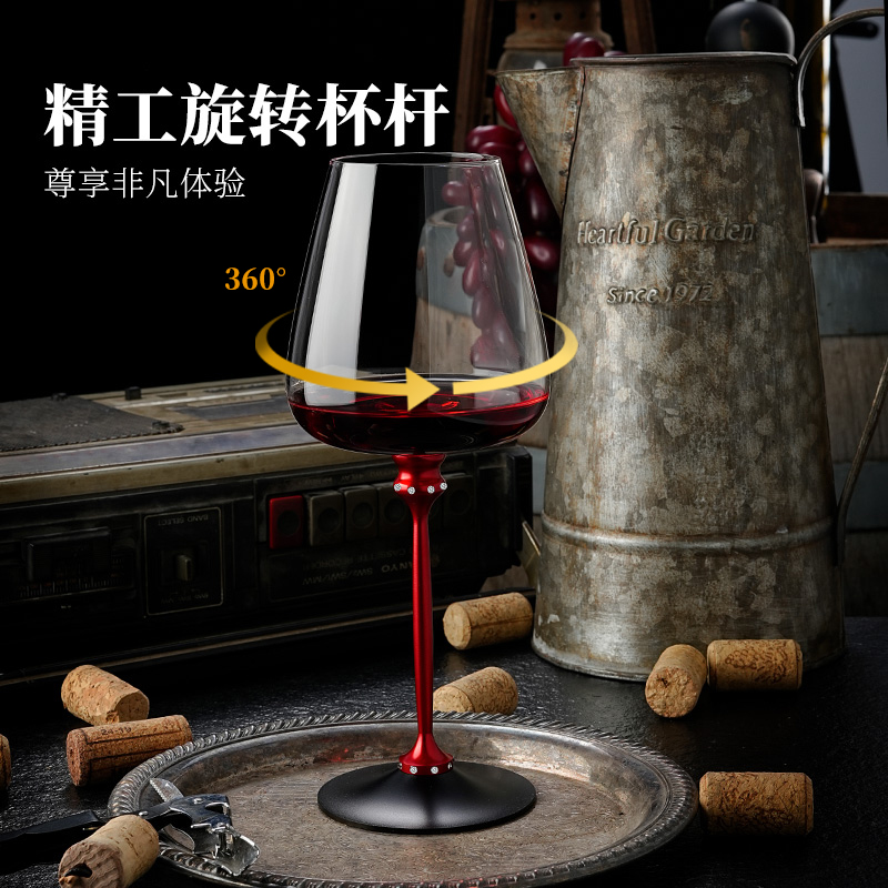 创意手工可360度旋转红酒杯轻奢风欧式红领结葡萄酒杯高档高脚杯
