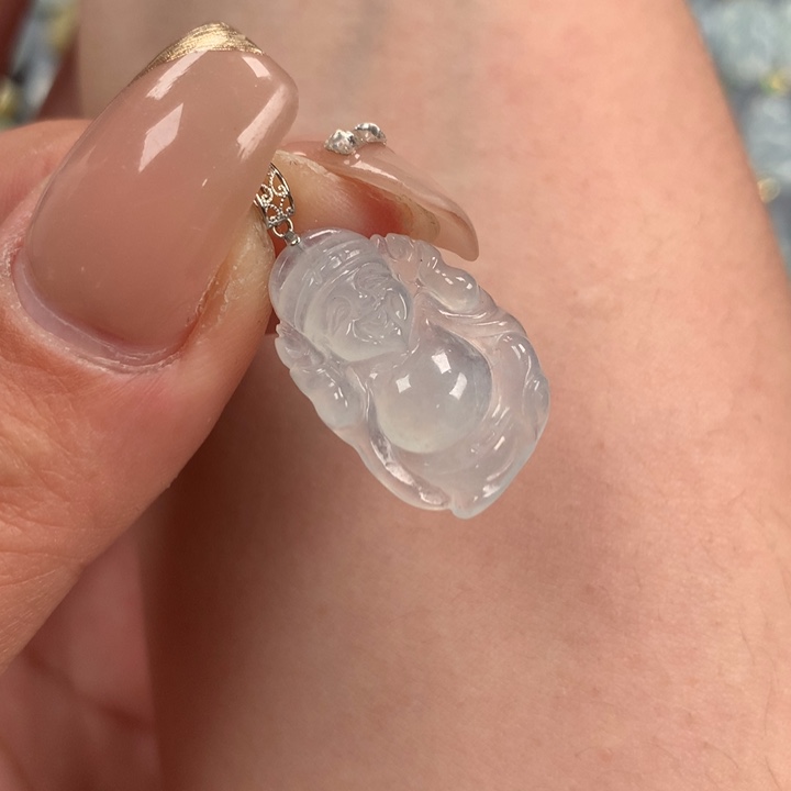 翡翠颈饰18K金镶嵌财神爷