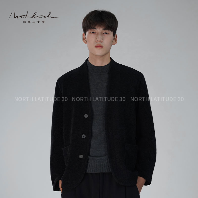 北纬三十度设计师男装秋冬中国风复古绒感雪尼尔简约品质休闲男装