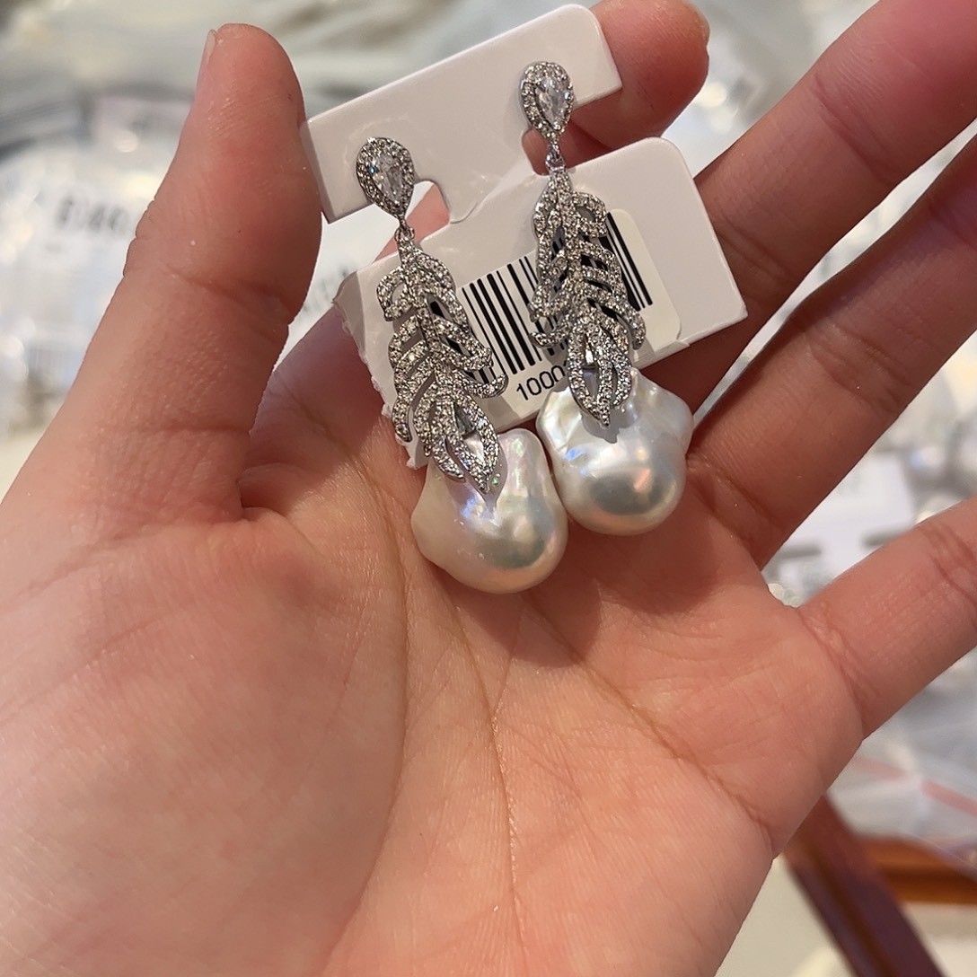 淡水珍珠耳饰合金