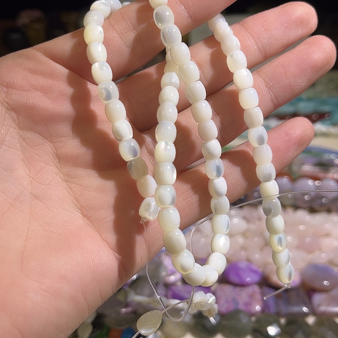 水晶未镶嵌珠宝半成品贝壳筒珠