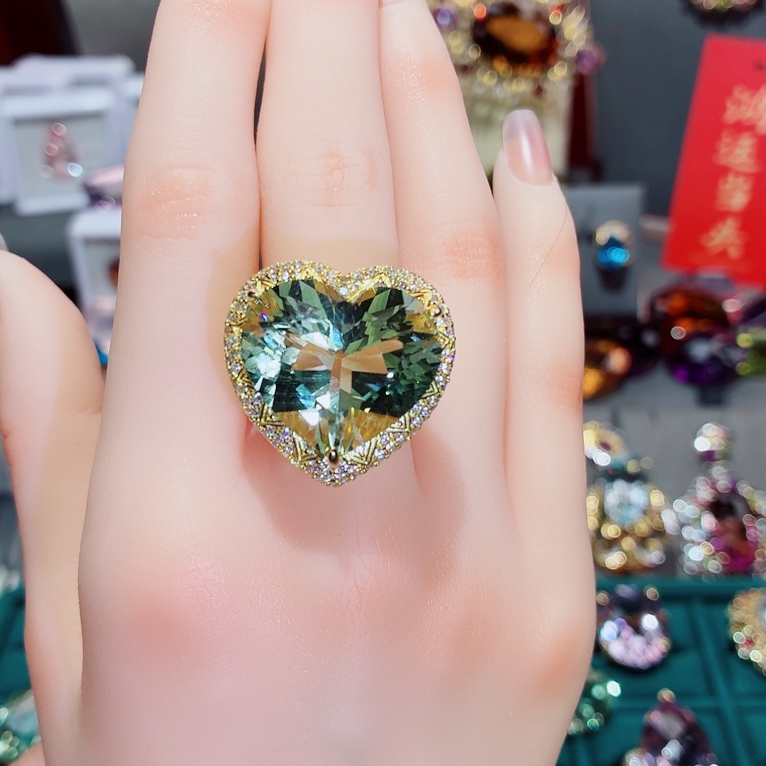 水晶戒指银S925镶嵌戒指