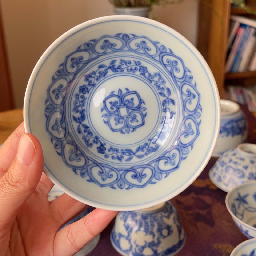 陶摆件源明青忆宝相花普洱杯