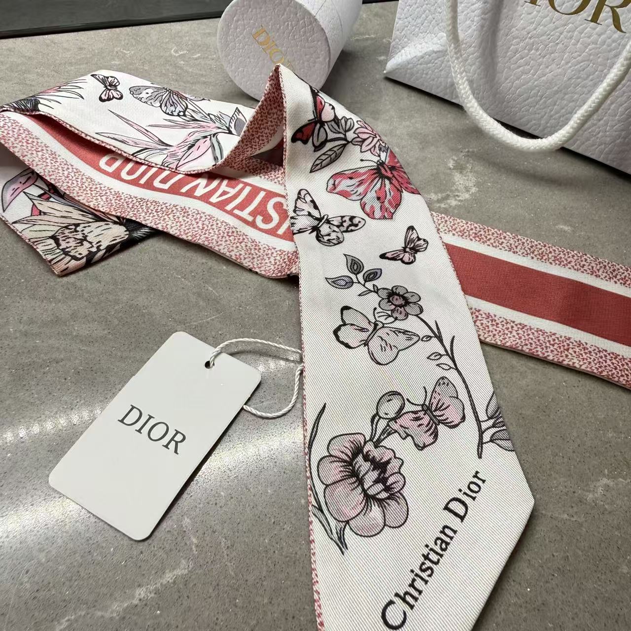 【佟掌柜专属】迪奥女士蝴蝶印花丝巾美妆赠品化妆-d