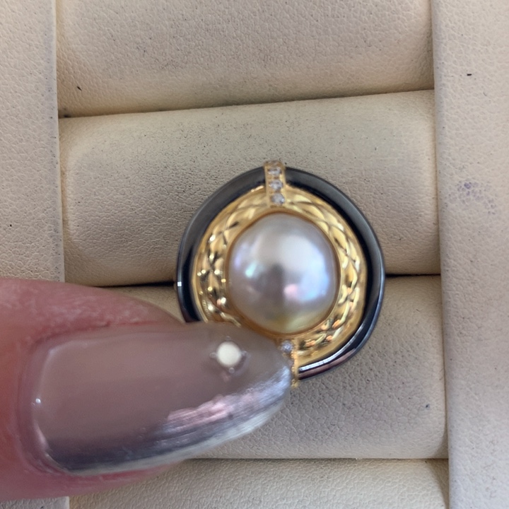 银S925镶嵌戒指海水珍珠