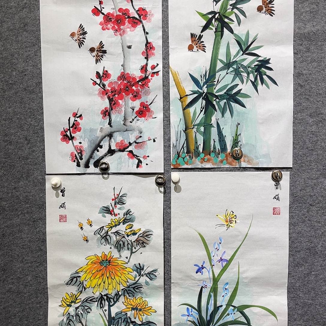 国画T国画单幅任发四条屏