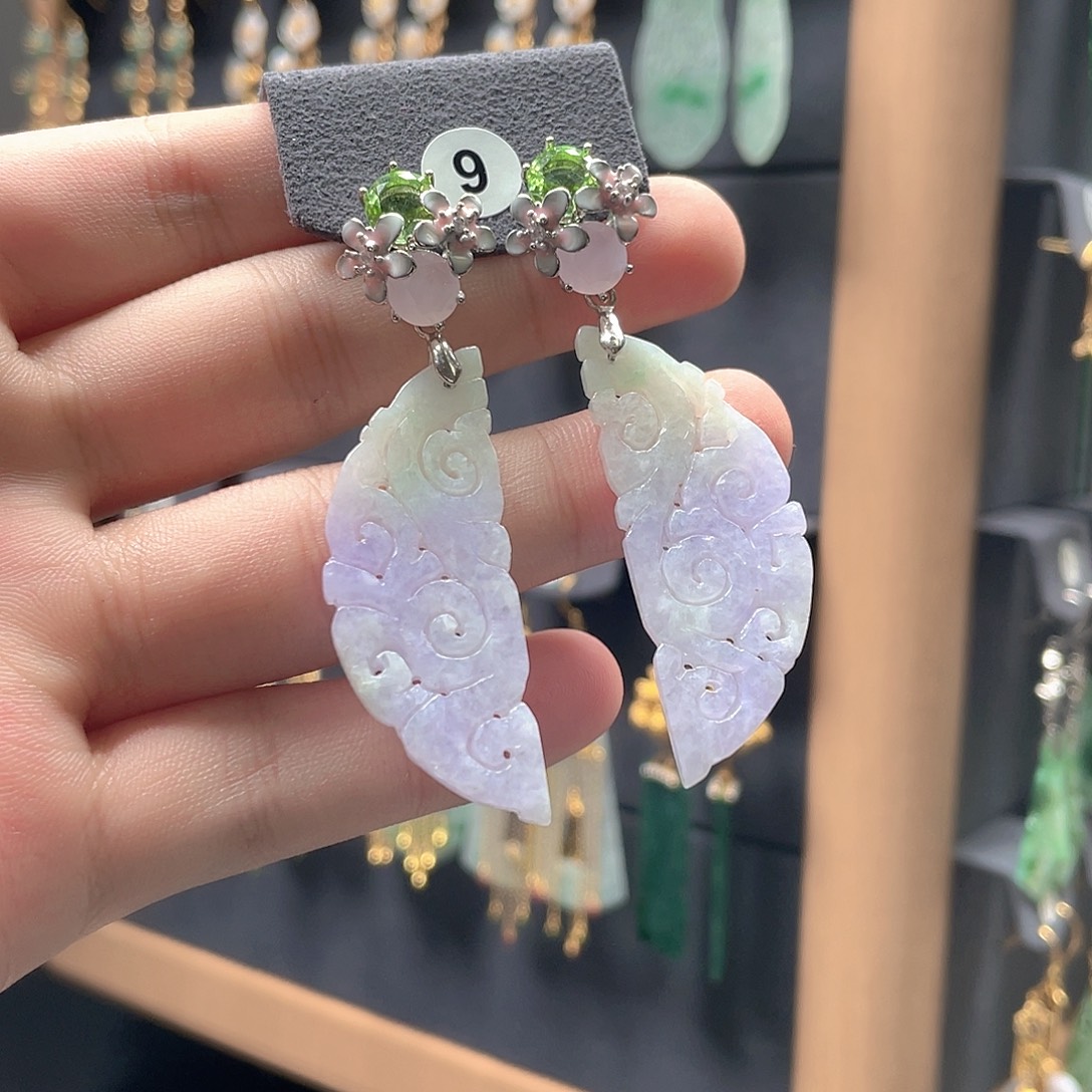 别***面翡翠未镶嵌耳饰翡翠