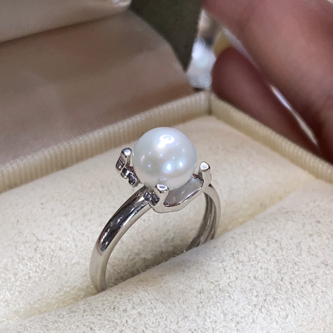 淡水珍珠戒指银S925镶嵌