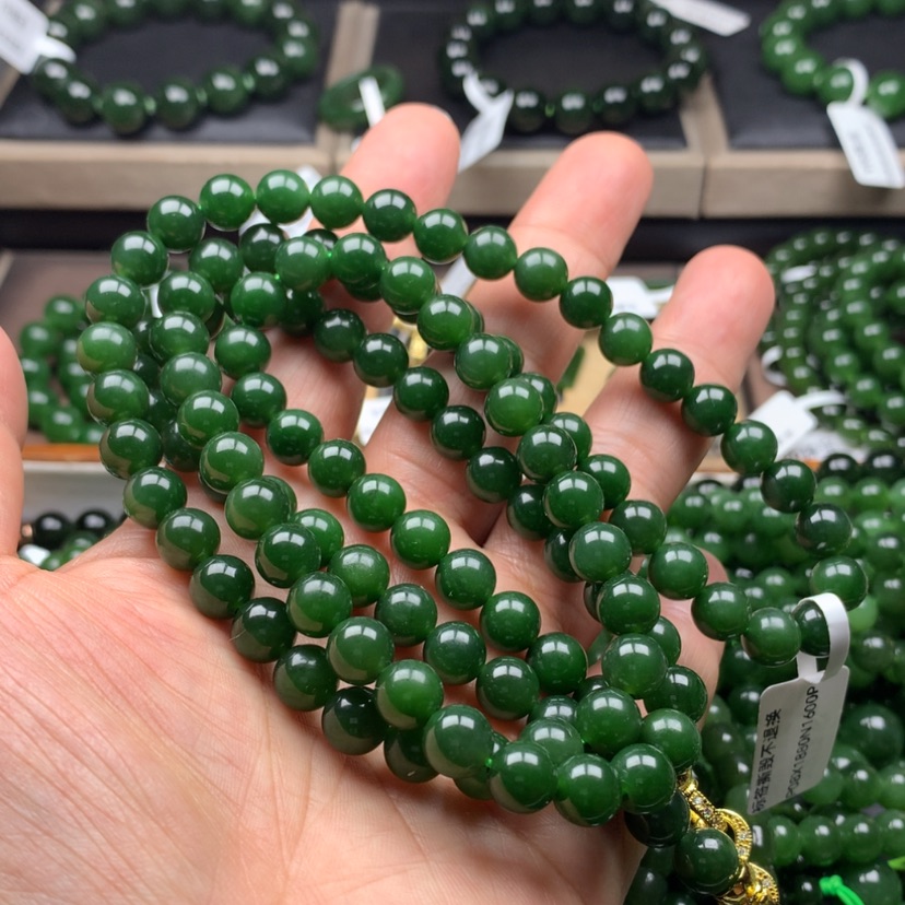 【闪购商品】颈饰未镶嵌和田玉（碧玉）氧**生8m m