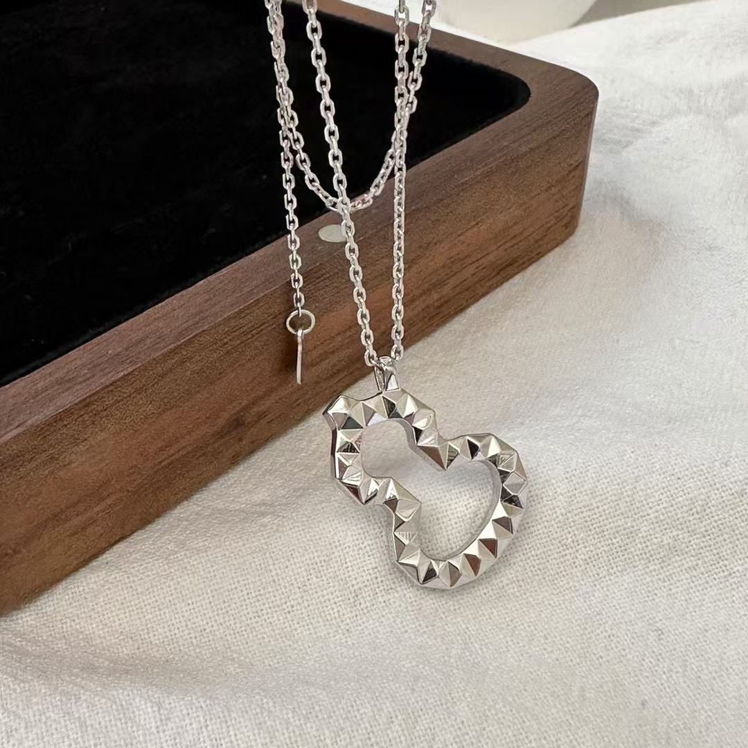 坠链均925银 日系时尚轻奢冷淡风爆闪立体葫芦银项链45～55cm