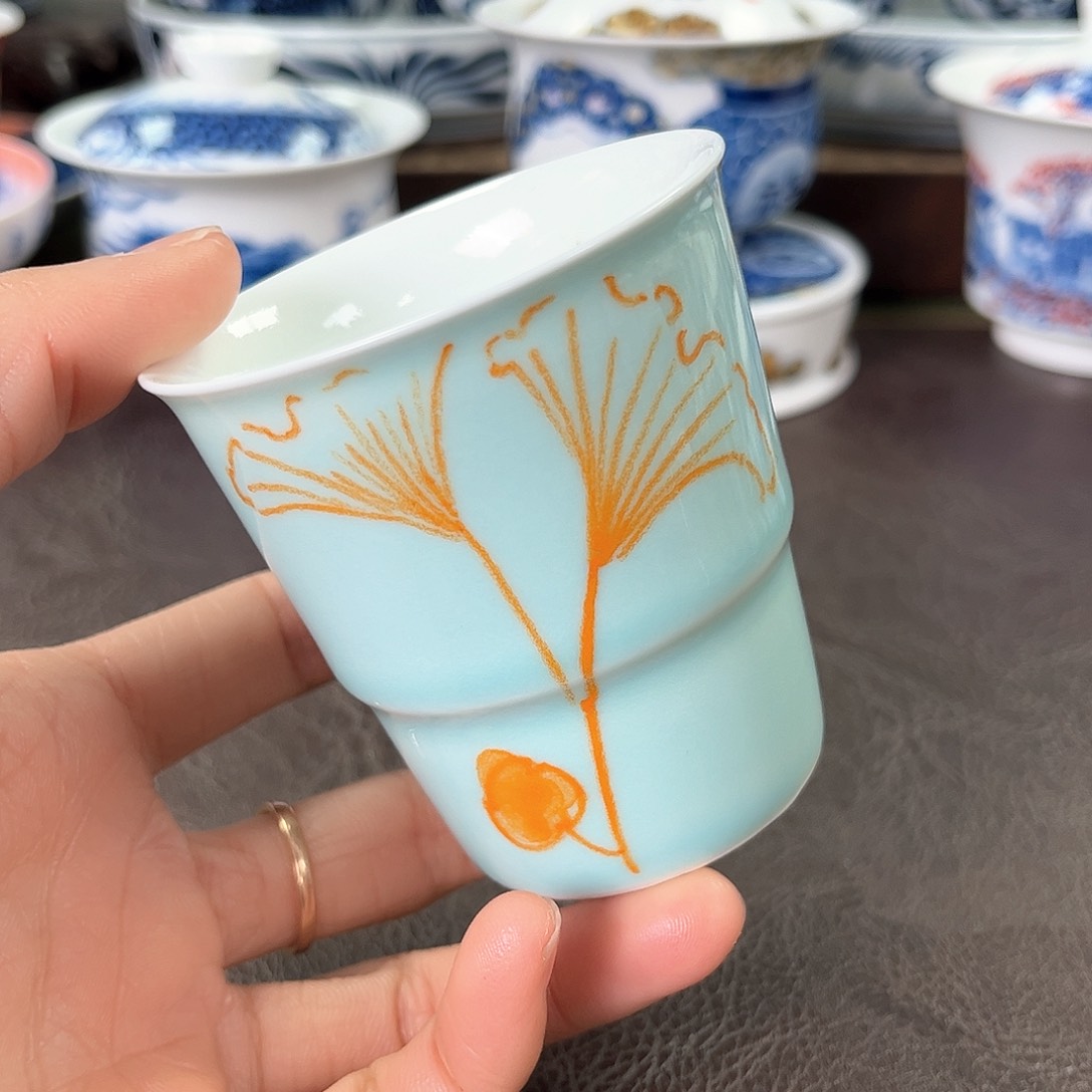 杯手绘高温瓷器瑕疵