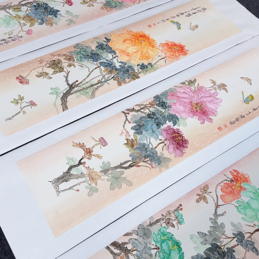 国画纯手绘山水花鸟作品