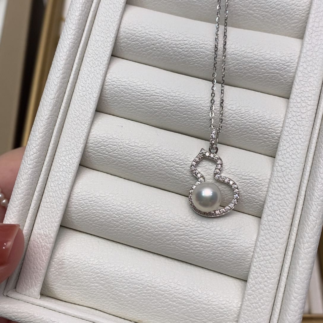 海水珍珠颈饰银S925镶嵌8-8.5