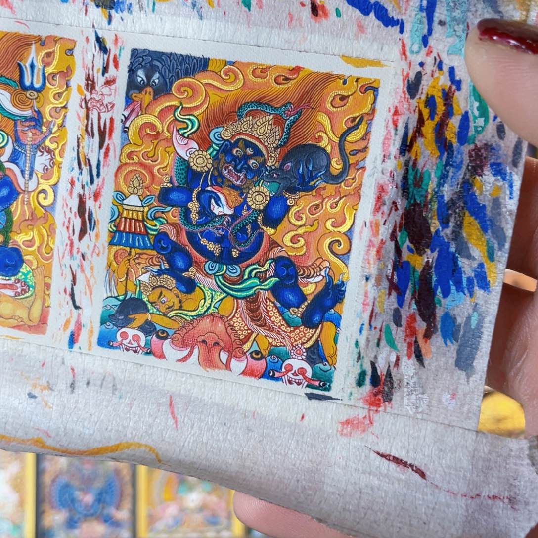 吊坠四*肆热贡纯手绘唐卡黑财