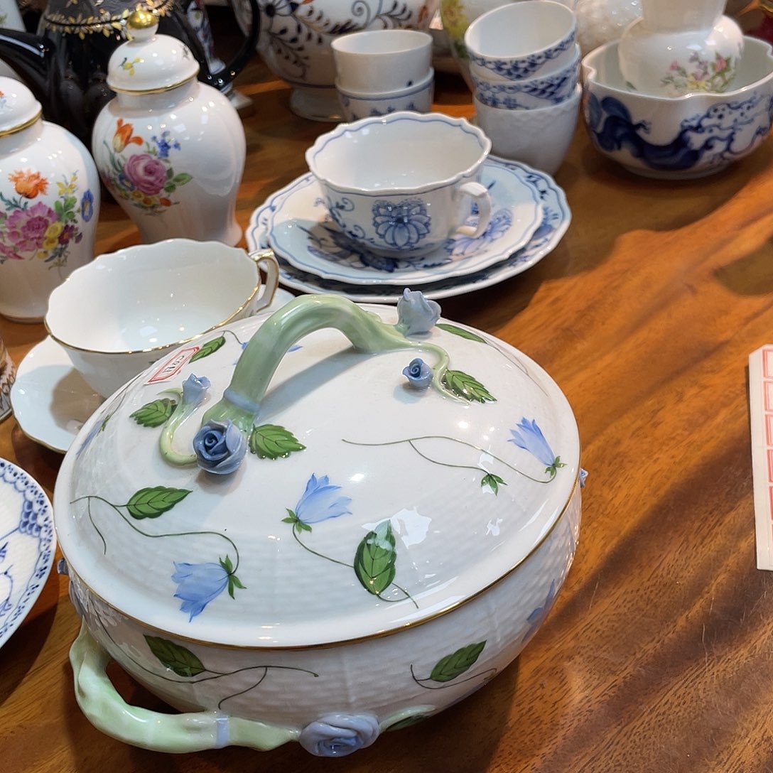 瓷片中古一等赫伦蓝色风铃草