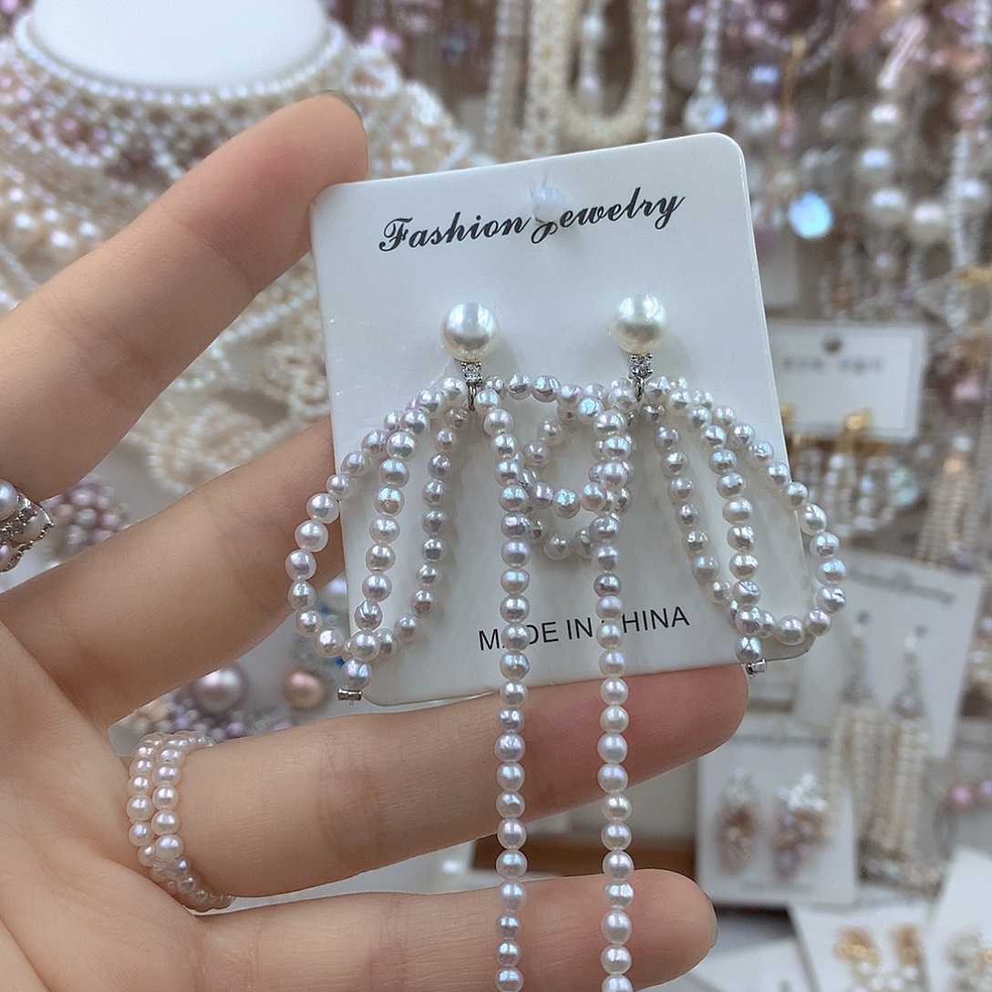 银S925镶嵌淡水珍珠耳饰