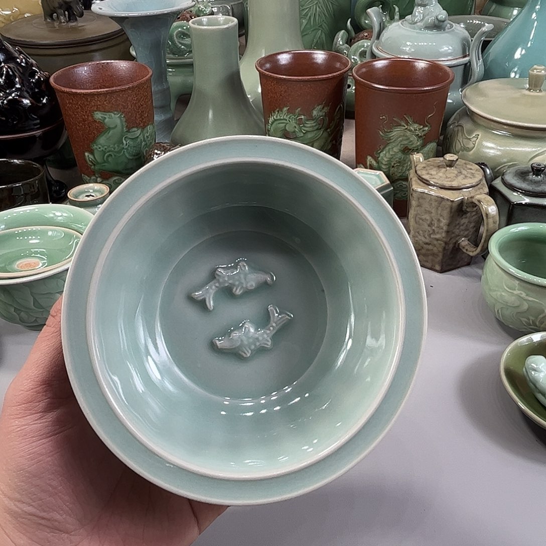 龙泉青瓷粉青双鱼洗龙泉青瓷粉青双鱼洗