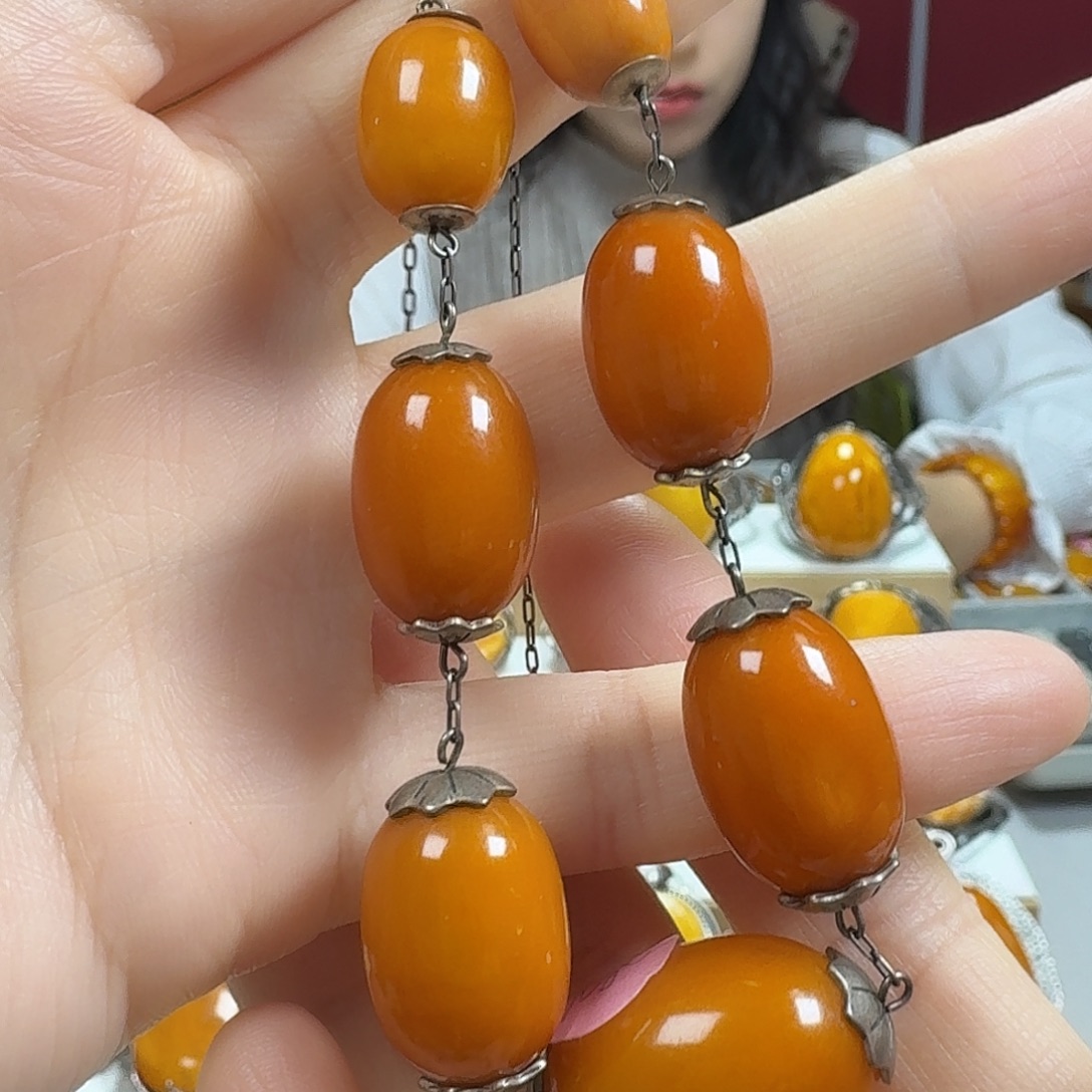 蜜蜡银S925镶嵌颈饰项链