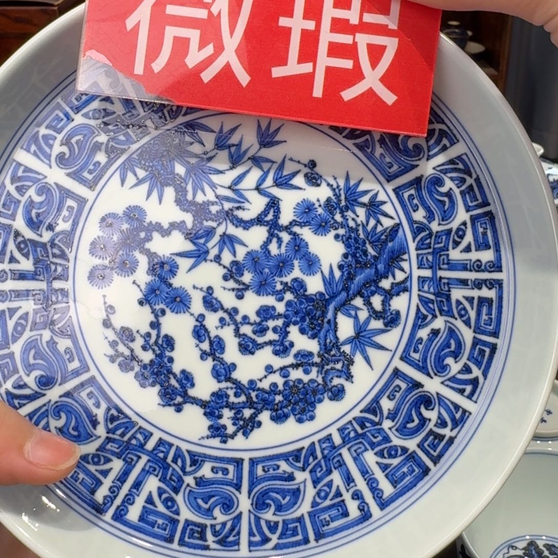 好*子青花雯华堂手绘壶承微瑕