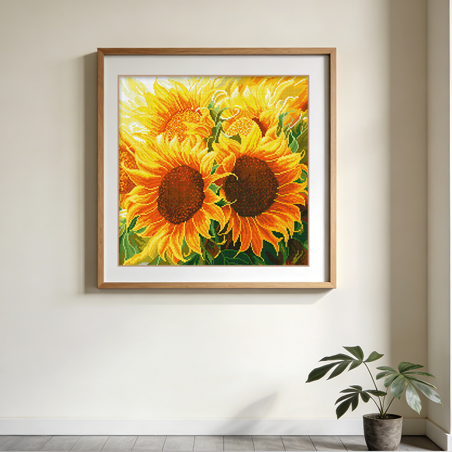 元旦【加厚棉布】88006 向阳而生十字绣 向日葵花卉客厅画 33种绣线