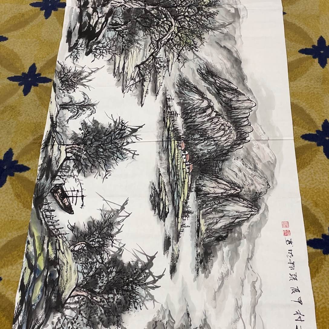 国画冰****莲张邦明老师作品七张瑕疵打包55555