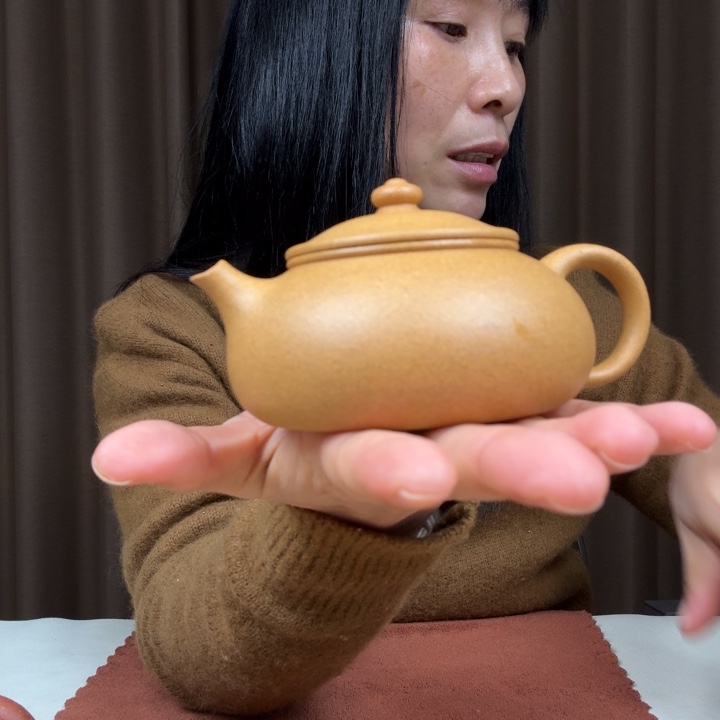 紫砂茶壶40目黄金缎寒江170cc全手工完美品