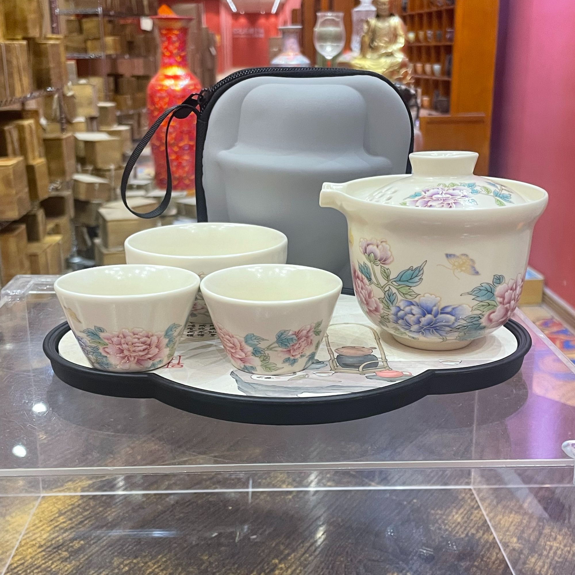 【闪购商品】汝窑牡丹快客杯带茶盘999252