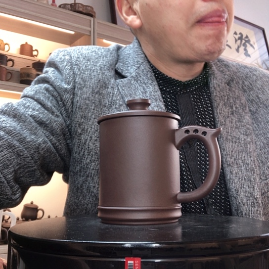 平***凡茶杯紫泥微瑕容量400