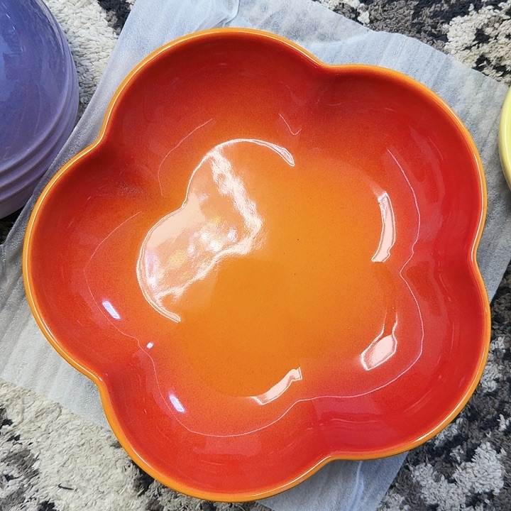 陶橙色花朵8寸啊啊