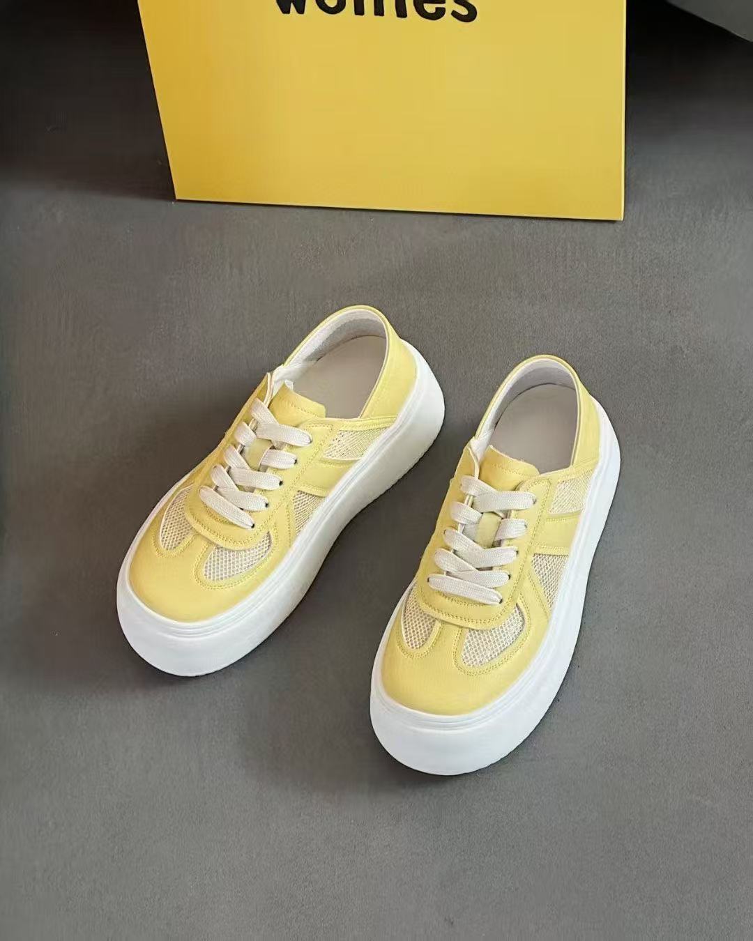 夏季厚底休闲鞋运动透气低帮时尚板鞋中帮平底网面鞋