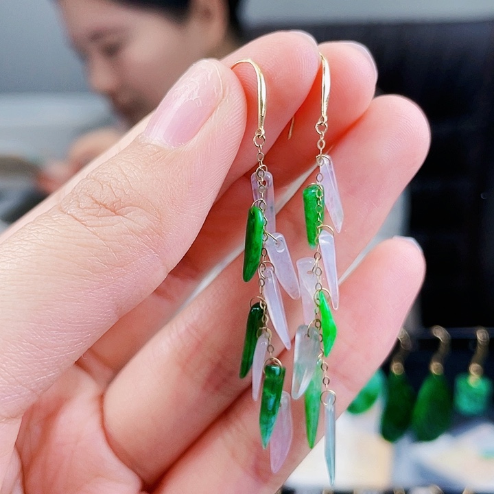 翡翠耳饰18K金镶嵌饰品