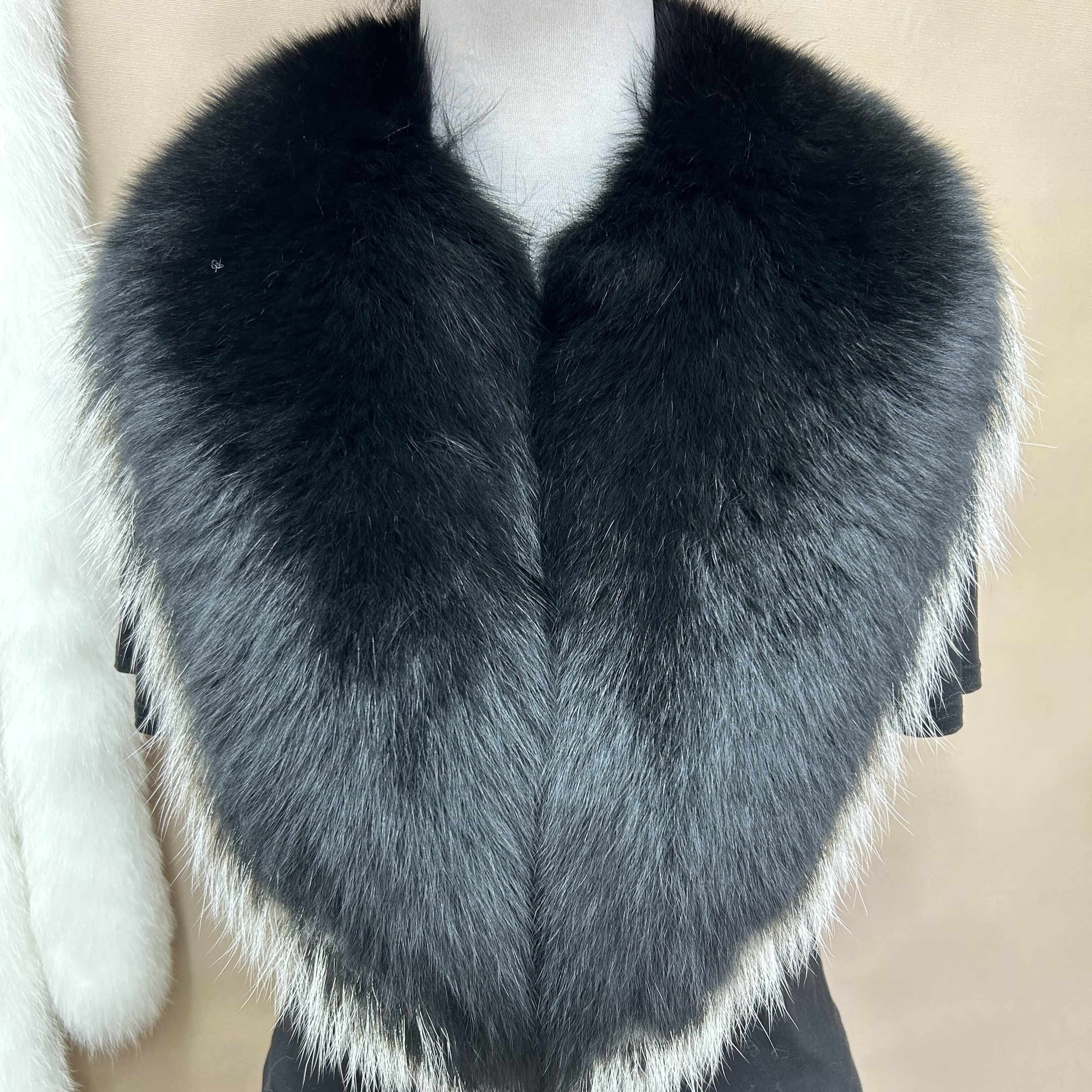 韩版秋冬整皮狐狸毛青果领披肩围巾时尚百搭男女同款整皮百搭保暖