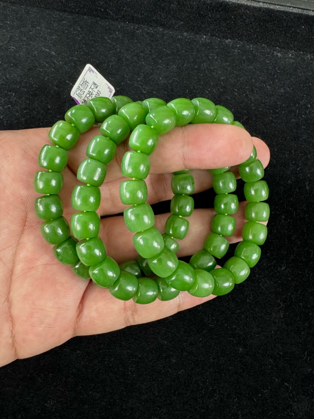 【粉绿无矿点约9*10mm】俄老料夹层脂粉料约9*10mm手串（多样性发一）