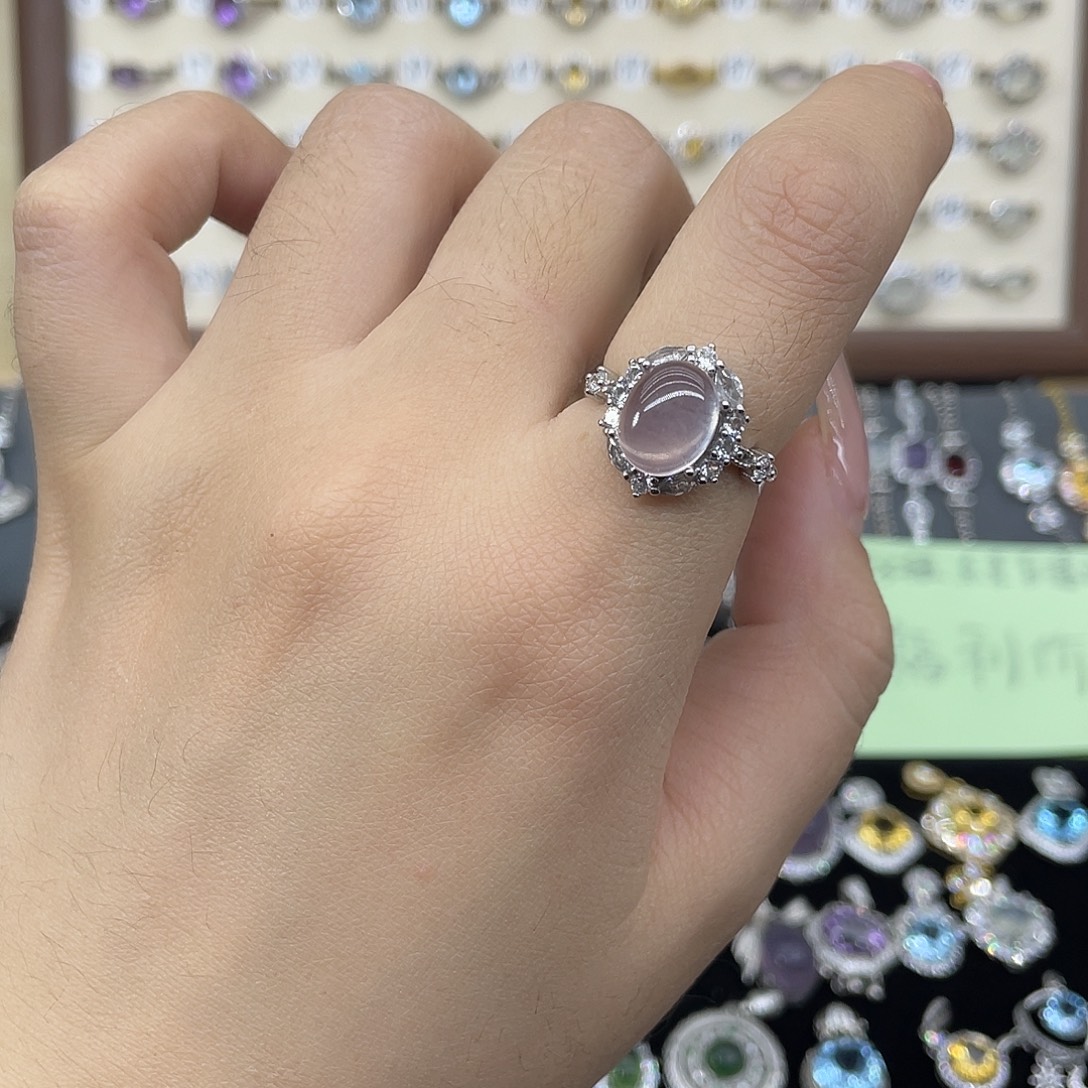 戒指银S925镶嵌芙蓉石