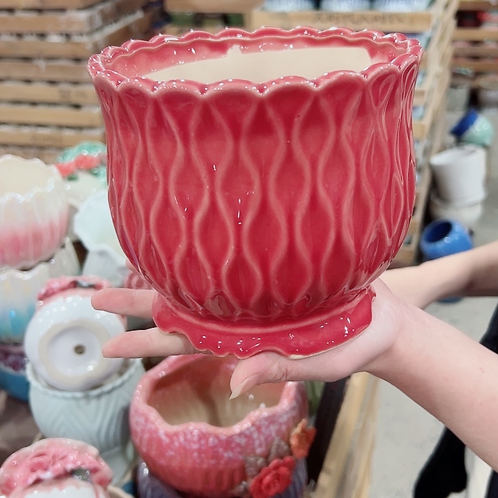 有孔.凑满10元发货多肉陶瓷花盆！