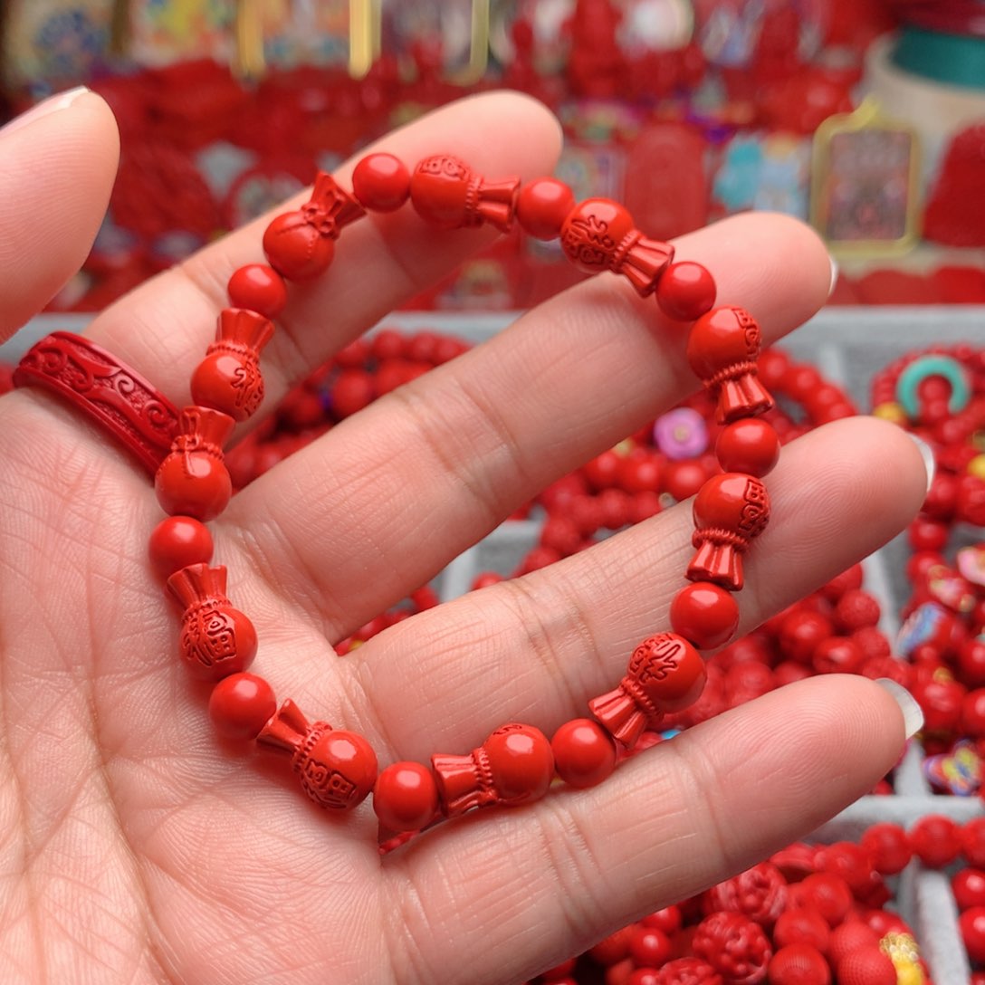 天然辰砂工艺品朱砂福袋手串