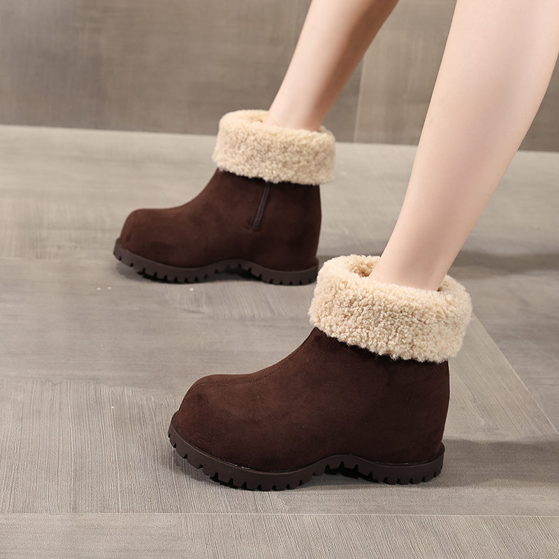 8121-7厚底百搭加绒马丁靴子女2025秋冬季新款内增高防滑保暖短靴