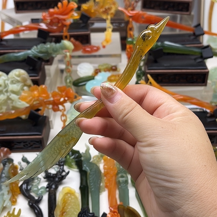 蛇纹石玉岫玉发簪未镶嵌