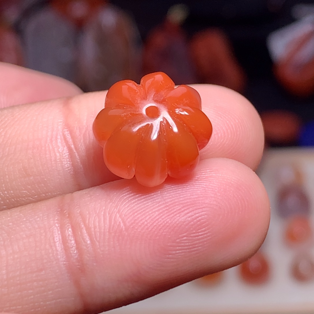 南红玛瑙未镶嵌珠宝半成品南瓜珠