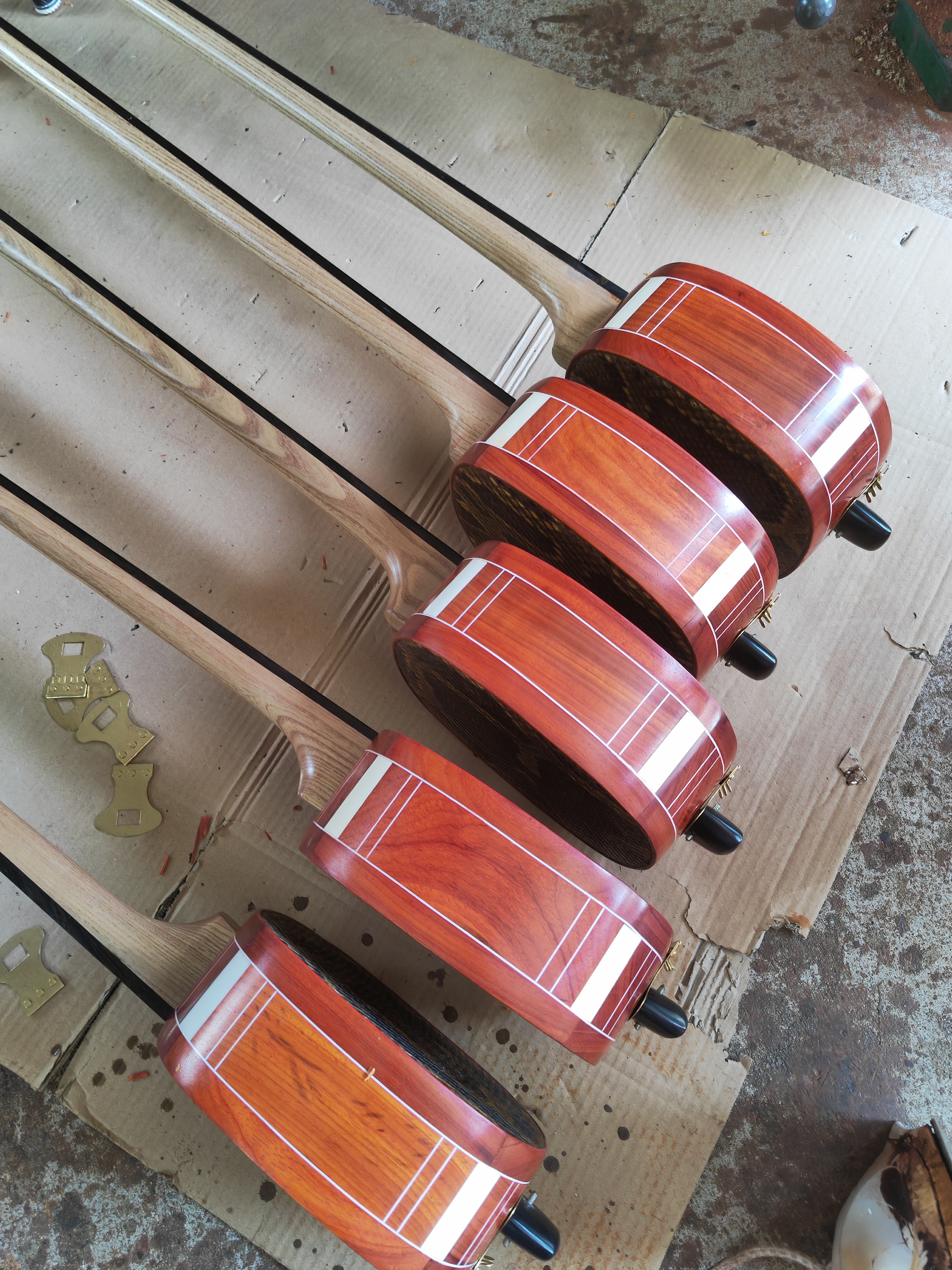 黑檀指板红花梨鼓包皮大三弦说书曲艺总长124厘米配件齐全包邮