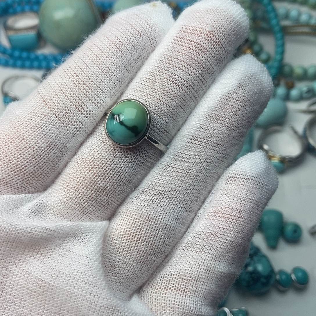 绿松石银S925镶嵌戒指